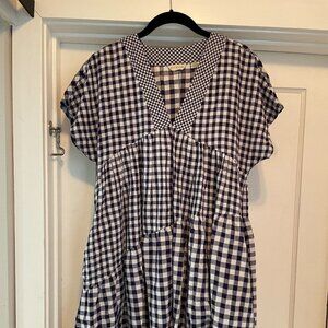 Anthropologie Asymmetrical Gingham Shift Dress